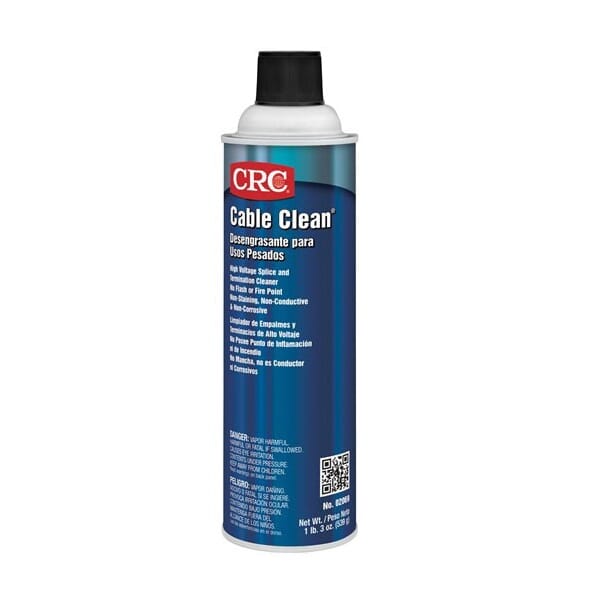 CRC 1003195 Cable Clean High Voltage Non-Flammable Splice Cleaner, 20 oz Aerosol Can, Liquid Form, Slight Ethereal, Clear