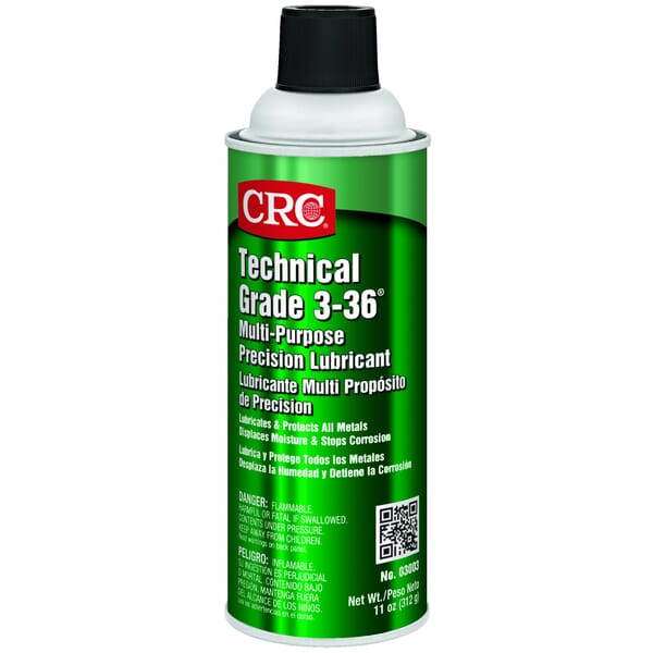 CRC 03003 3-36 Flammable Thin Non-Drying Multi-Purpose Precision Lubricant, 16 oz Aerosol Can, Liquid Form, Amber, 0.82