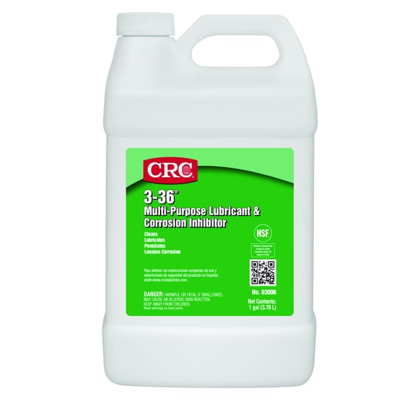 CRC 03006 3-36 Multi-Purpose Non-Drying Non-Flammable Lubricant and Corrosion Inhibitor, 1 gal Bottle, Liquid Form, Blue/Clear/Green, 0.827