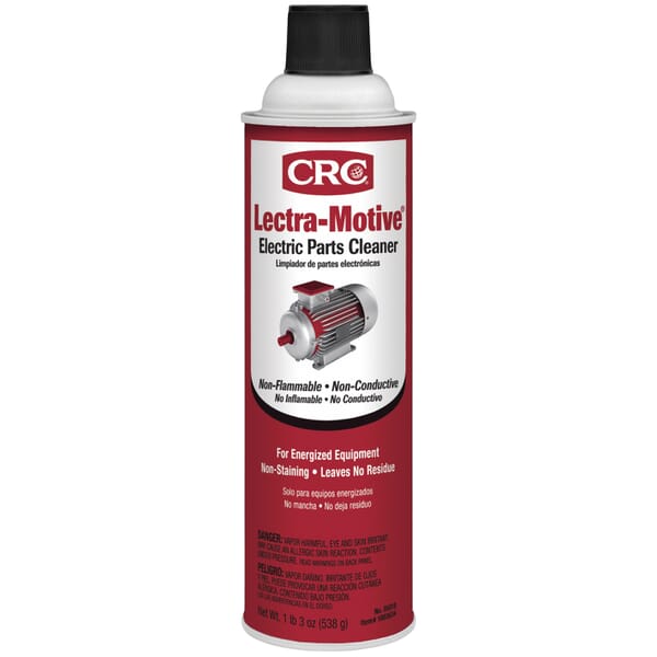 CRC 05018 Lectra-Motive Chlorinated Non-Flammable Electrical Parts Cleaner, 20 oz Aerosol Can, Liquid, Clear, High