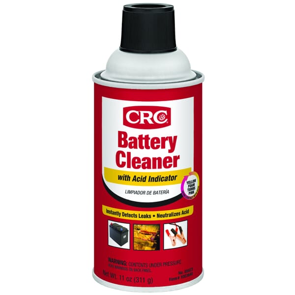 CRC 05023 Non-Flammable Battery Cleaner With Acid Indicator, 12 oz Aerosol Can, Foam, Yellow, Foam