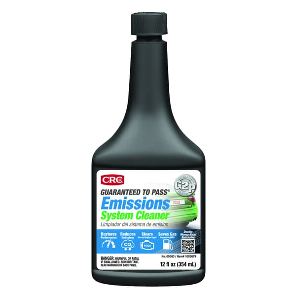 CRC 05063 Guaranteed To Pass Combustible Emission System Cleaner, 12 oz Bottle, Liquid, Clear/Amber, Petroleum Distillate