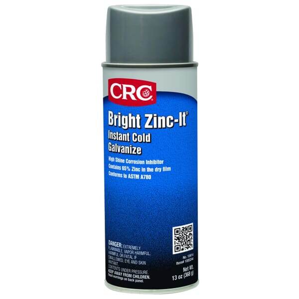 CRC 18414 Bright Zinc-It Dry Film Extremely Flammable Instant Light Duty Cold Galvanized Coating, 16 oz Aerosol Can, Liquid Form, Bright Silver/Gray, 0.95 to 0.99