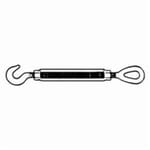 Campbell 6250103 778-G Turnbuckle, Hook/Eye, 3/8 in Thread, 1000 lb Working, 6 in Take Up, 11-5/8 in L Close, Drop Forged Carbon Steel