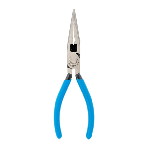 Channellock 326 Long Nose Plier With Side Cutter, 2.08 in L x 3/4 in W, Cross Hatched High Carbon Steel Jaw, 6.1 in OAL