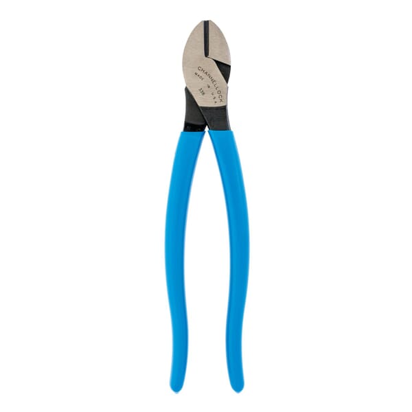 Channellock 338 High Leverage Diagonal Cutting Plier, 0.06 to 0.09 in Piano Wire, 0.04 to 0.09 in Hard Wire, 0.04 to 0.09 in Medium Hard Wire, 0.16 in Soft Wire, 0.79 in L x 1.18 in W x 0.43 in THK Lap Joint/Oval C1080 High Carbon Steel Jaw, 8 in OAL