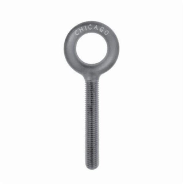 Chicago Hardware 11685 5 Plain Pattern Threaded Machinery Eye Bolt, 1/2-13, 1-1/2 in L Shank, Heat Treated Drop Forged Steel, Self-Colored
