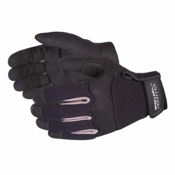 Clutch Gear General Purpose Gloves, Mechanics, Suede Palm, Synthetic Leather, Black