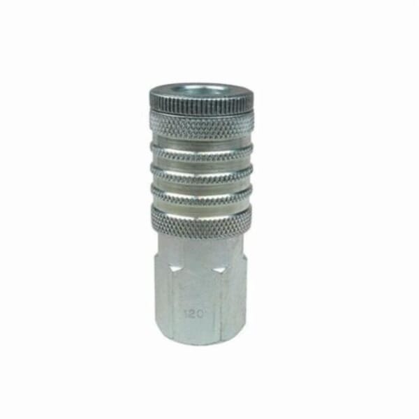 Coilhose 120 Coilflow Manual Industrial Type 12 Manual Industrial Quick Disconnect Hose Coupler, 1/2 in Nominal, Quick Disconnect Coupler x FNPT, 300 psi Pressure, Steel, Domestic