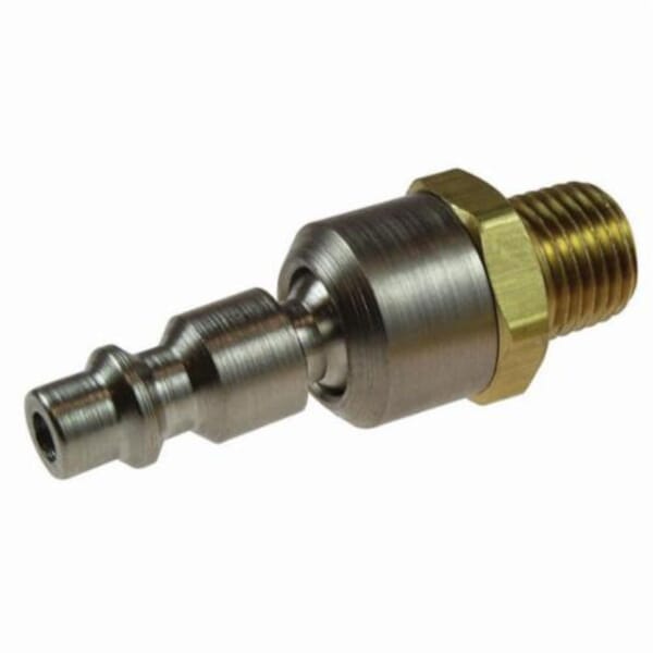 Coilhose 15-04BS Coilflow Industrial Interchange Type 15 Industrial Interchange Hose Connector, 1/4 in Nominal, Quick Connect Coupler x MNPT, 220 psi Pressure, Brass, Domestic