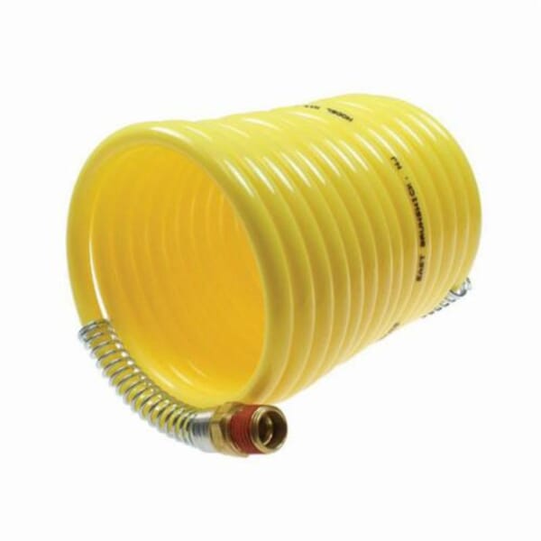 Coilhose N38-25B Coiled Air Hose, 3/8 in Nominal, 3/8 in MPT Swivel End Style, 25 ft L, 165 psi at 70 deg F Working, Nylon, Domestic