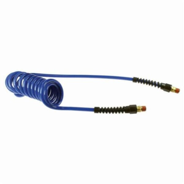 Coilhose PU14-15B-B Flexcoil PU14 Coiled Air Hose, 1/4 in Nominal, 1/4 in MPT Swivel Strain Relief End Style, 15 ft L, 125 psi at 75 deg F Working, 95A Polyurethane, Domestic