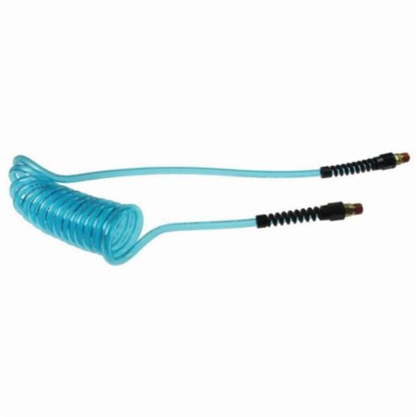 Coilhose PU14-10B-T Flexcoil PU14 Coiled Air Hose, 1/4 in Nominal, 1/4 in MPT Swivel Strain Relief End Style, 10 ft L, 125 psi at 75 deg F Working, 95A Polyurethane, Domestic