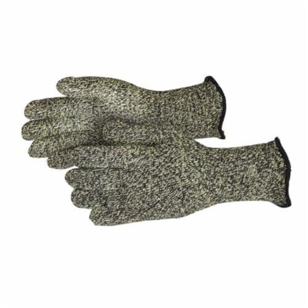 Superior Glove SKX-W-L Cool Grip Heat Resistant Gloves, L, ANSI Heat Level: 5, Black/Yellow, Wool Lining, Knit Wrist Cuff, Resists: Cut and Flame, 608 deg F Max