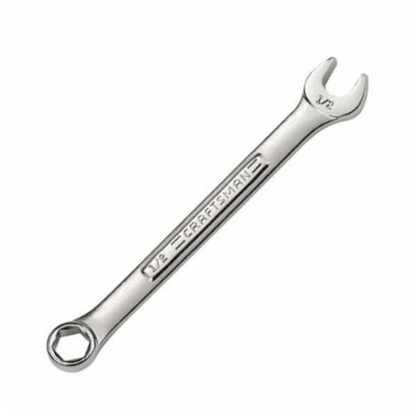 Craftsman 9-44385 Combination Wrench, 1/2 in, 6 Points, 15 deg Offset, 6-1/2 in OAL, Alloy Steel, Polished Chrome/Nickel Plated