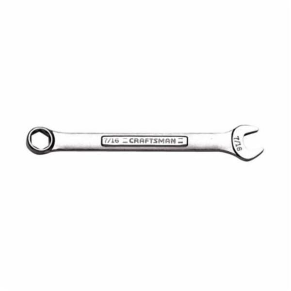 Craftsman 9-44694 Combination Wrench, 7/16 in, 12 Points, 15 deg Offset, 5.8 in OAL, Alloy Steel, Polished Chrome/Nickel Plated