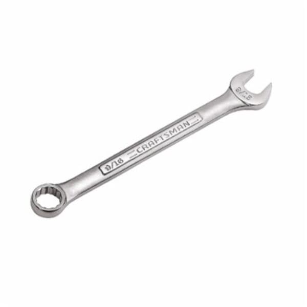 Craftsman 9-44696 Combination Wrench, 9/16 in, 12 Points, 15 deg Offset, 7.2 in OAL, Alloy Steel, Polished Chrome/Nickel Plated