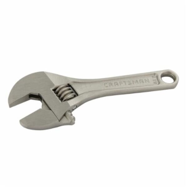 Craftsman 9-44601 Uninsulated Adjustable Wrench, 1/2 in, Polished Chrome, 4 in OAL, Stainless Steel Body, Stainless Steel