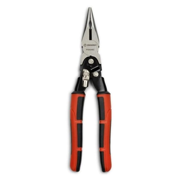 Crescent PS6549C Pro Compound Action Long Nose Plier, Serrated Chrome Vanadium Steel Jaw, 1-9/16 in L x 1-9/32 in W Jaw, 9 in OAL