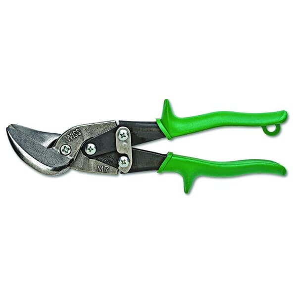 CrescentM7R Aviation Snip, 18 ga Low Carbon Steel Cutting, 1-1/4 in L of Cut, Right/Straight Snip, Molybdenum Steel Blade, Non-Slip/Textured Grip