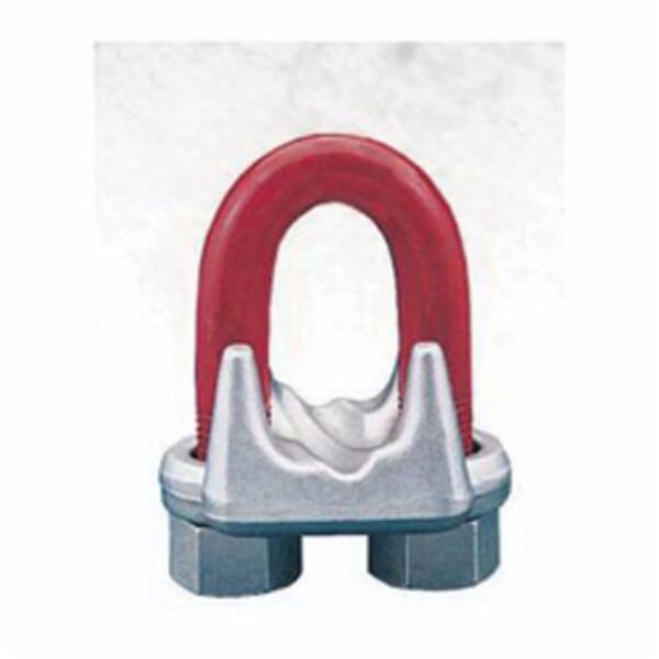 Crosby 1010015 Red-U-Bolt G-450 Wire Rope Clip, 1/8 in, Steel, 2 Clips, 3-1/4 in Rope Turn Back