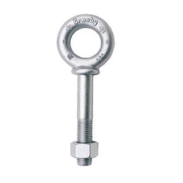 Crosby 1045112 G-277 Eye Bolt With Shoulder Nut, 3/8 in, 4-1/2 in L Shank, Forged Steel, Hot Dipped Galvanized