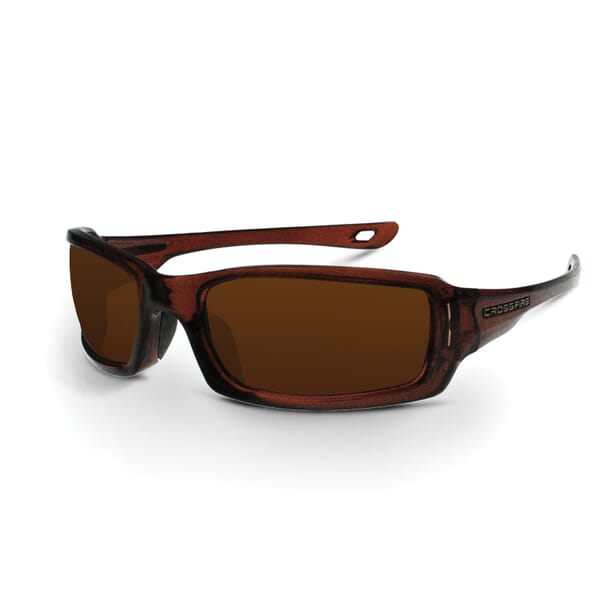 CrossFire 201130 M6A Premium Safety Eyewear, Hard Coat/Impact-Resistant, Brown/Silver Mirror Lens, Full-Frame Frame, Nylon Frame, Polycarbonate Lens, ANSI Z87.1+