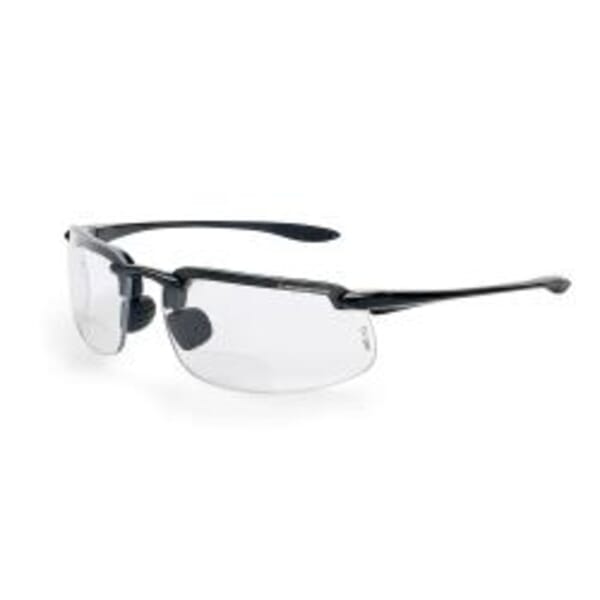 CrossFire Bi-Focal Safety Glasses, Clear Lens, Shiny Black, TR90 Frame, Polycarbonate Lens, 99.9 % UV Protection, ANSI Z87.1