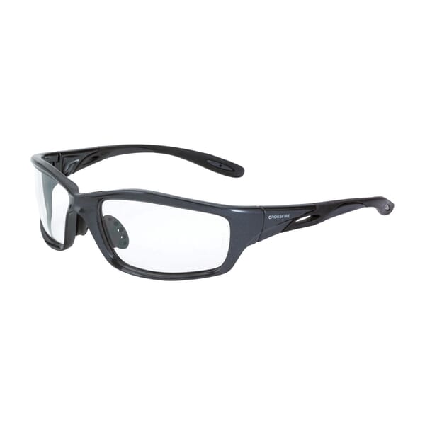 CrossFire 224 Infinity Premium Safety Eyewear, Hard Coat/Impact-Resistant, Clear Lens, Full-Frame Frame, Shiny Pearl Gray, TR90 Frame, Polycarbonate Lens, ANSI Z87.1+