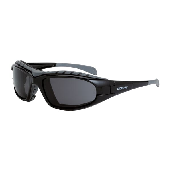 CrossFire 2761 AF Diamond Back Safety Eyewear, Anti-Fog/Hard Coated, Smoke Lens, Full-Frame Frame, Shiny Black, EVA Foam Lined Frame, Polycarbonate Lens, ANSI Z87.1+