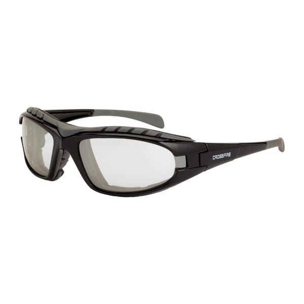 CrossFire 27615 AF Diamond Back Safety Eyewear, Anti-Fog/Hard Coated, Indoor/Outdoor Lens, Full-Frame Frame, Shiny Black, EVA Foam Lined Frame, Polycarbonate Lens, ANSI Z87.1+