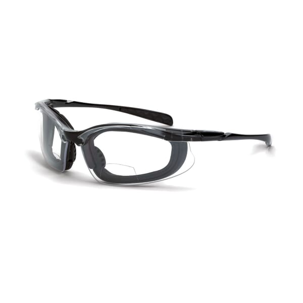 CrossFire 84415 Concept Bi-Focal Safety Glasses, +1.5 Diopter, Clear Lens, Crystal Black, EVA Foam Lined Frame, Polycarbonate Lens, Yes % UV Protection, ANSI Z87.1