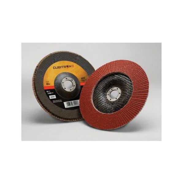 Cubitron II 7100104925 Type 27 Flap Disc, 4-1/2 in Dia Disc, 40+ Grit, Coarse Grade, Precision Shaped Ceramic Abrasive, Type 27 Disc