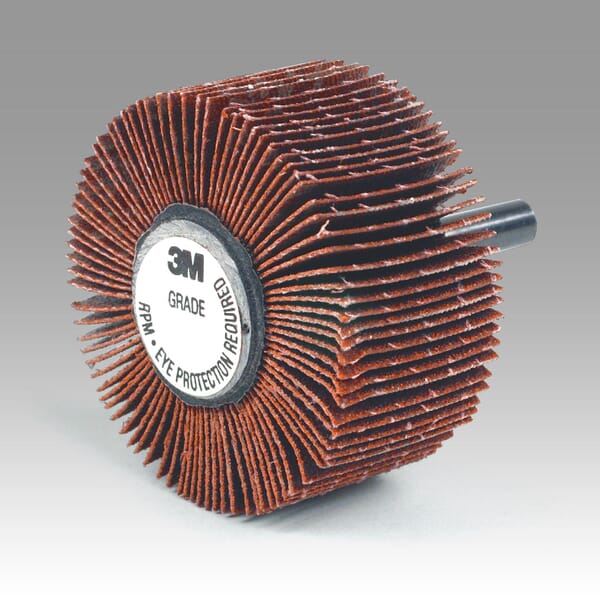 3M 7000045315 Type 83 Mounted Flap Wheel, 2-1/2 in Dia Wheel, 1 in W Face, 1/4 in Dia Shank, 80 Grit, Medium Grade, Ceramic Abrasive