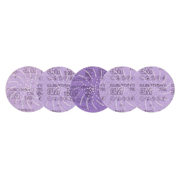 Cubitron II 7010327612 775L Disc, 5 in Dia Disc, 220+ Grit, Precision Shaped Ceramic Abrasive, Film Backing