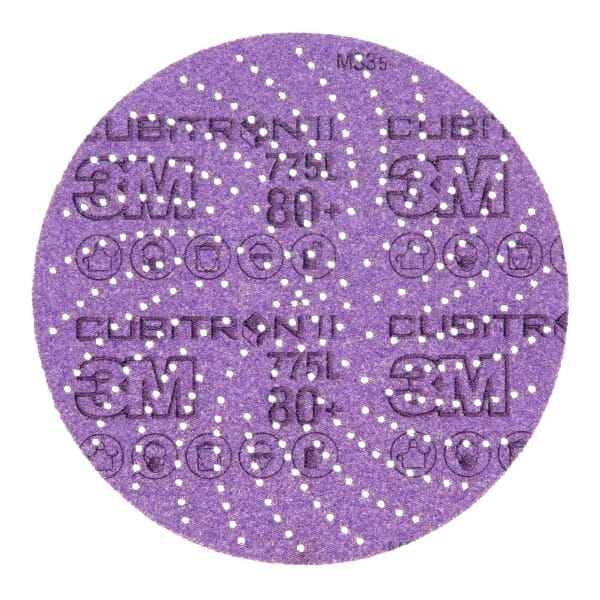 Cubitron II 7100045072 775L Film Disc, 6 in Dia Disc, 80 Grit, Medium Grade, Ceramic Alumina Abrasive, Film Backing