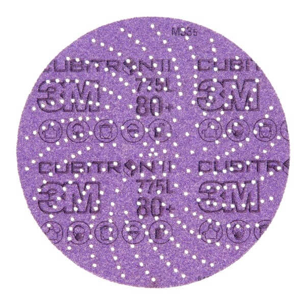 Cubitron II 7100045072 775L Disc, 6 in Dia Disc, 80+ Grit, Precision Shaped Ceramic Abrasive, Film Backing