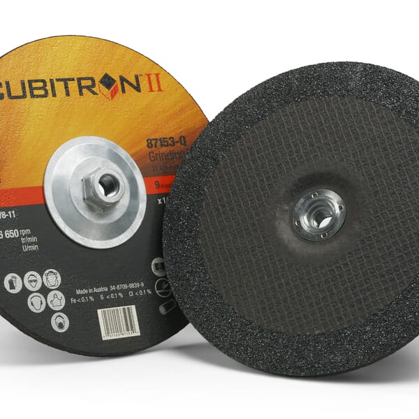 Cubitron II 7100103313 Type 27 Grinding Wheel, 9 in Dia Wheel x 1/4 in THK Wheel, 36 Grit, Ceramic Abrasive