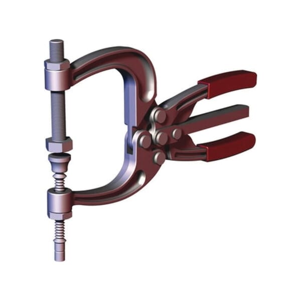 DESTACO 463 Squeeze Action Plier C-Clamp, 3 in W x 2.72 in D Jaw, 2.72 in D Throat, 2.13 in Clamping, 4.65 in Jaw Opening, M10 Screw