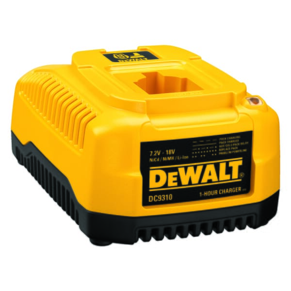 DeWALT DC9310 Heavy Duty Fast Cordless Vehicle Battery Charger, For Use With DeWALT 7.2 to 18 V NiCd/NiMH/Lithium-Ion Battery, Lithium-Ion Battery, 1 hr Charging, 1 Battery