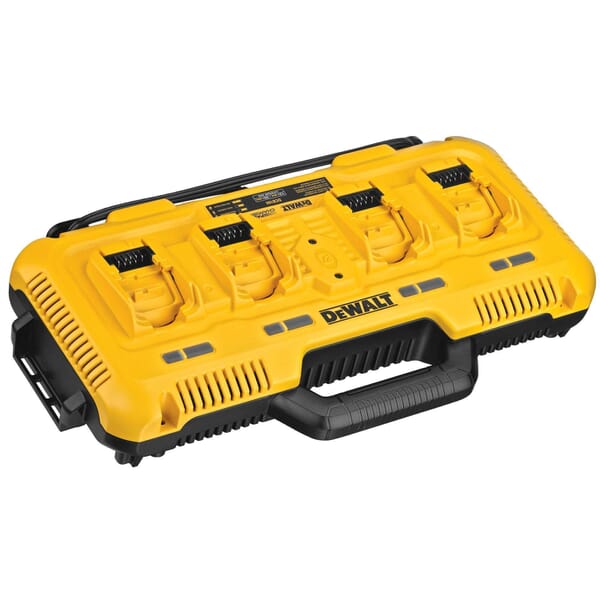 DeWALT Guaranteed Tough DCB104 Multi-Port Simultaneous Fast Charger, For Use With 12 V Max/20 V Max and FLEXVOLT 20/60 V Max Batteries, Lithium-Ion Battery, (4) DCB606 - 60 min/(4) DCB204 - 40 min Charging, 4 Batteries