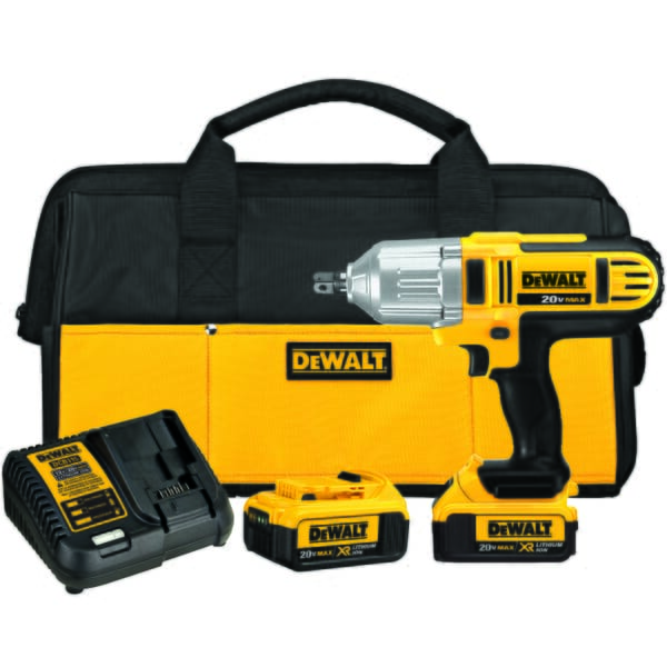 DeWALT DCF889HM2 High Torque Cordless Impact Wrench Kit, 1/2 in Square Drive, 2300 bpm, 400 ft-lb Torque, 20 VDC, 10-3/4 in OAL