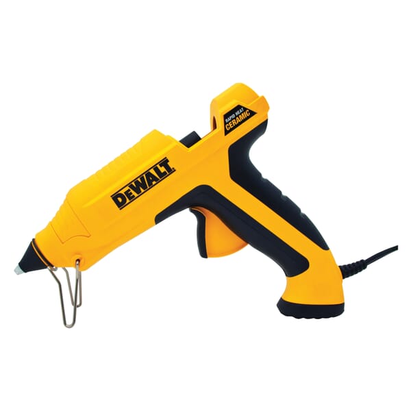 DeWALT DWHTGR50 Electric Rapid Heat Ceramic Light to Medium Glue Gun, 7/16 in Capacity, 50 Glue Stick/hr Output, 0.45 in Outlet, Trigger Drive