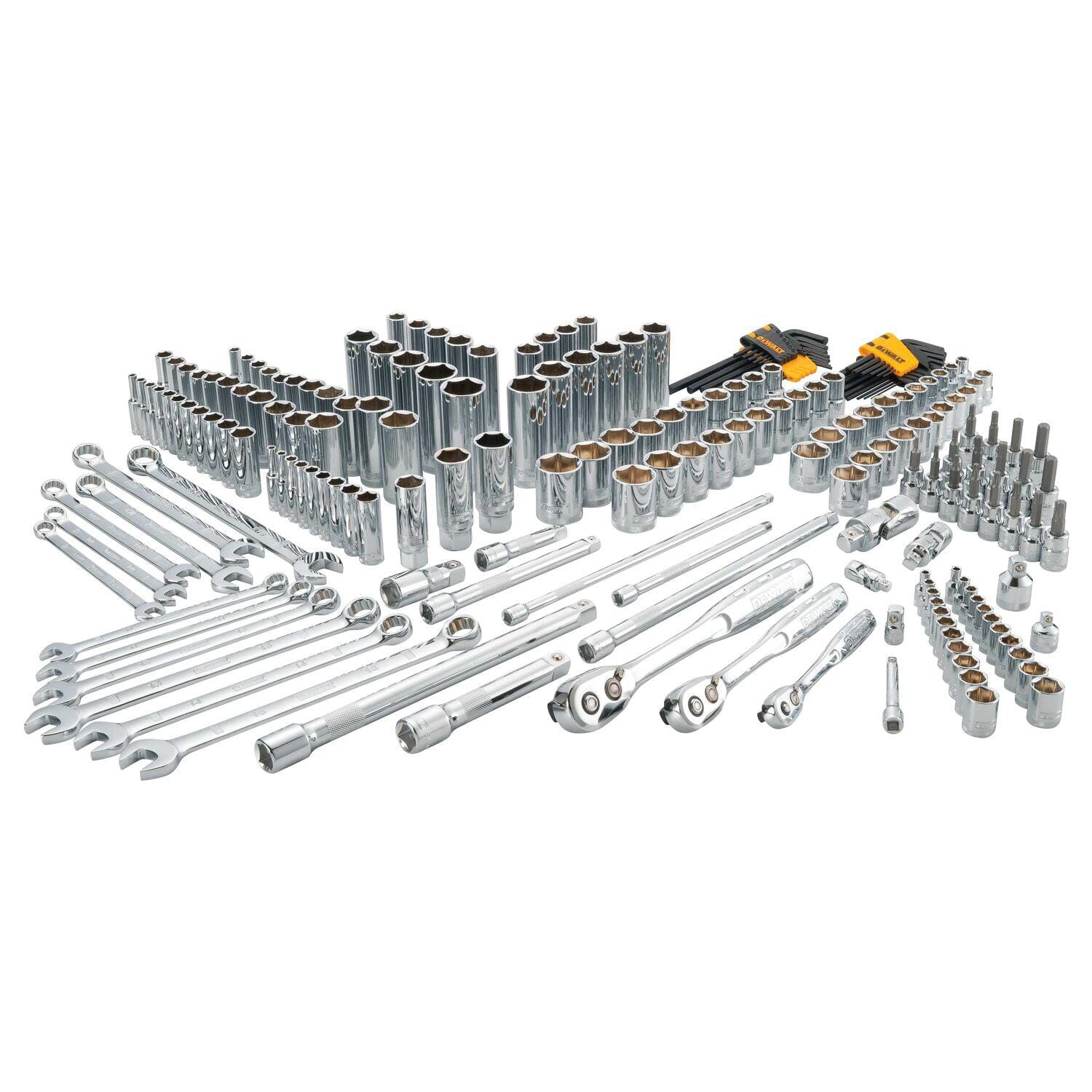 DeWALT DWMT72165 Mechanics Tool Set 6 Points 204 Pieces Included Socket Size 5 32 to 9 16 in 4 to 20 mm