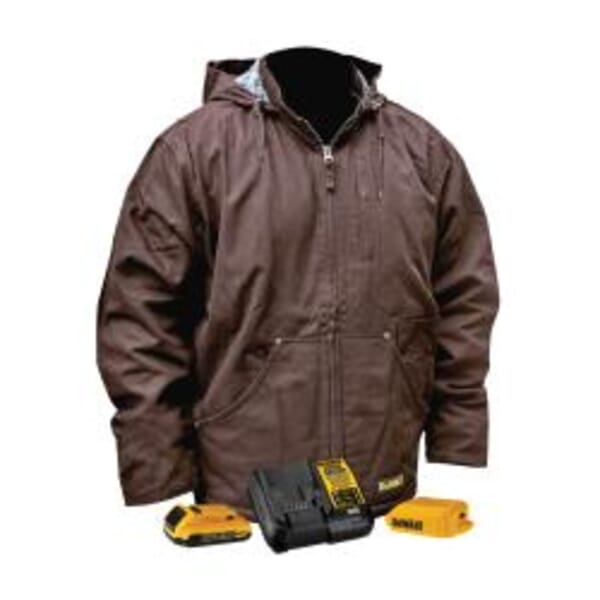 DeWALT by Radians HEATEDGEAR Heated Arm Heavy Duty Work Jacket Deluxe Kit, Tobacco, Cotton Duck Cloth/Polyester, Resists: Wind and Water