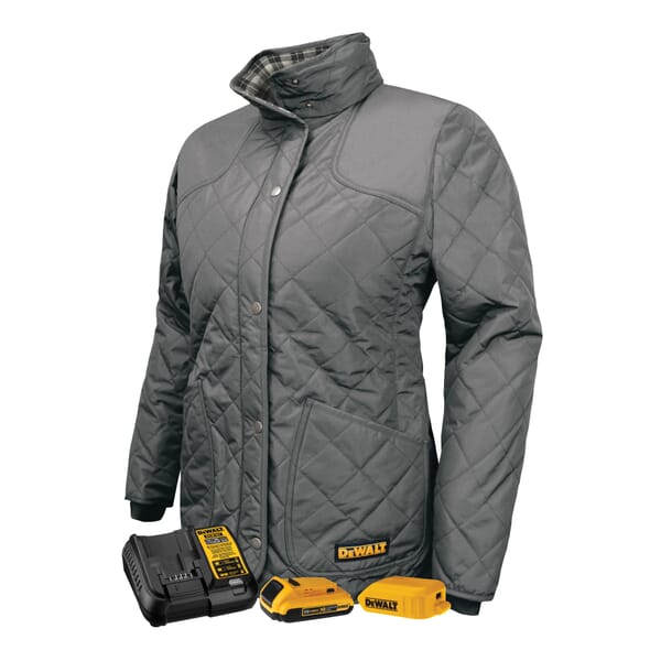 DeWALT by Radians HEATEDGEAR Heated Heavy Duty Outer Shell Jacket Complete Kit, Charcoal, Duck Fabric, Resists: Wind and Water