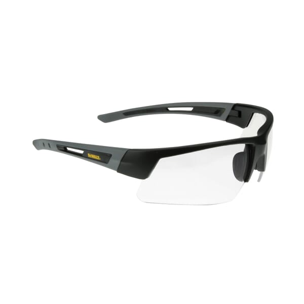 DeWALT by Radians DPG100-1D CROSSCUT DPG100 Safety Glasses, Hard Coat/Impact-Resistant, Clear Lens, Half-Frame Frame, Black, Plastic Frame, Polycarbonate Lens, ANSI Z87.1+