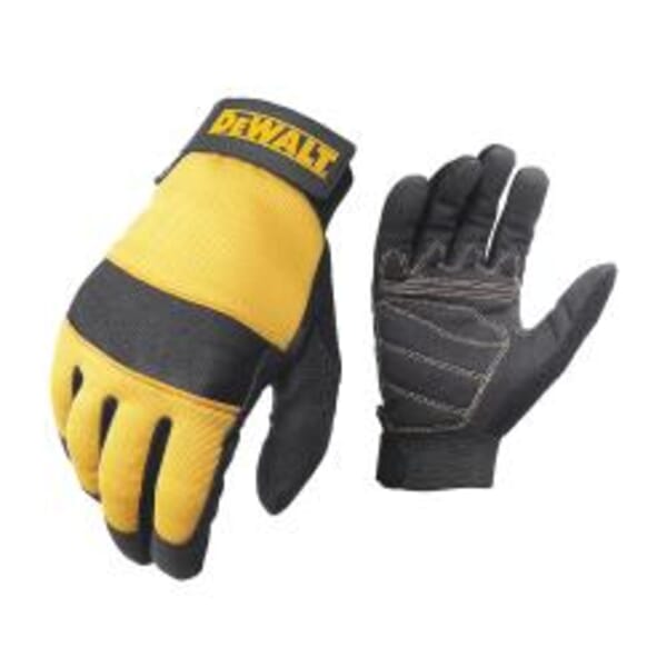 DeWALT by Radians All Purpose Machine Washable Protective Gloves, Protective, Reinforced ToughGrip Thumb Style, L, Synthetic Leather Palm, Black, Streamlined Elastic Cuff, Resists: Abrasion and Water, Unlinedining