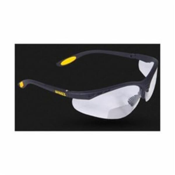 DeWALT by Radians Reinforcer RX Reader Protective Glasses, Clear Lens, Black, Plastic Frame, Polycarbonate Lens, 99.9 % UV Protection, ANSI Z87.1+