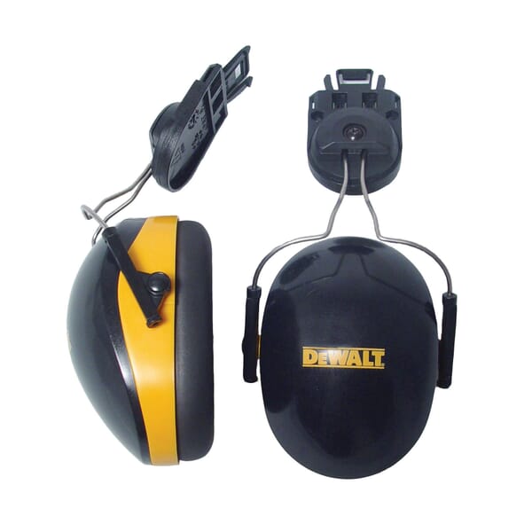 DeWALT by Radians DPG66-D Interceptor Cap Mount Earmuff, For Use With Slotted Hard Hat, Universal Size, 26 dB Noise Reduction, Black/Yellow
